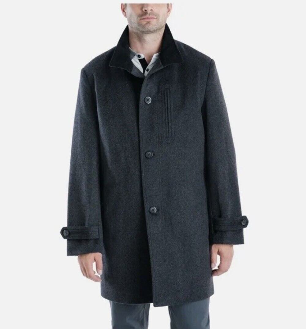 London Fog Coat Overcoat Men 40 R Signature Clark Classic-Fit Charcoal Gray New